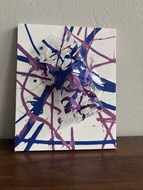 Abstract Mixed-Media Wall Art in Blue and Purple